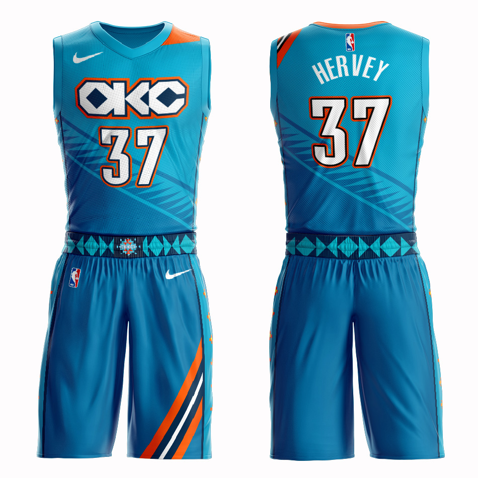 Customized 2019 Men Oklahoma City Thunder 37 Hervey blue NBA Nike jersey